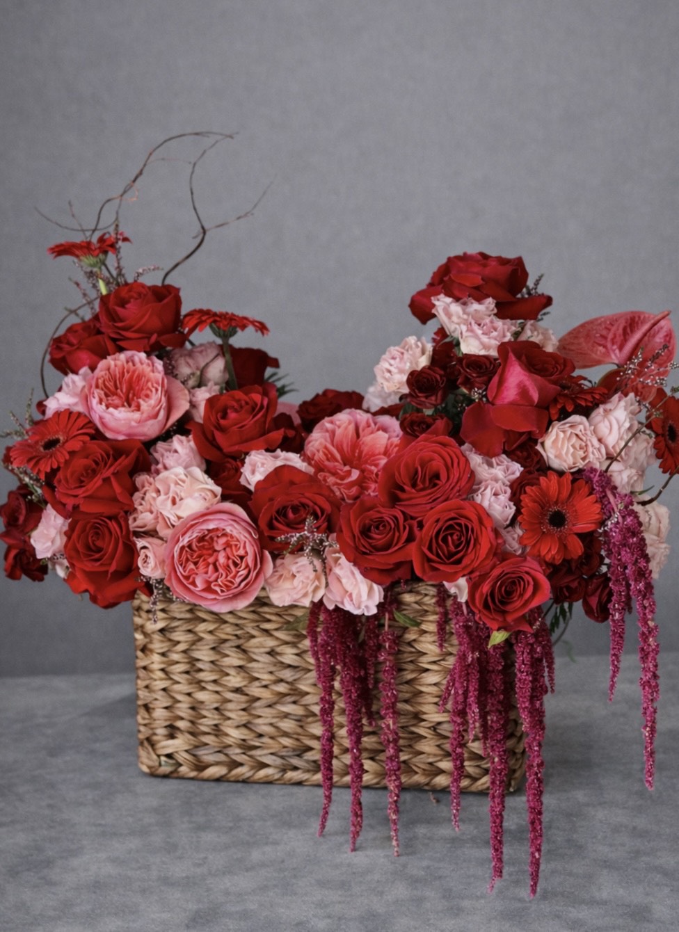 Scarlet Garden Basket | Luxury Rose Arrangement Las Vegas