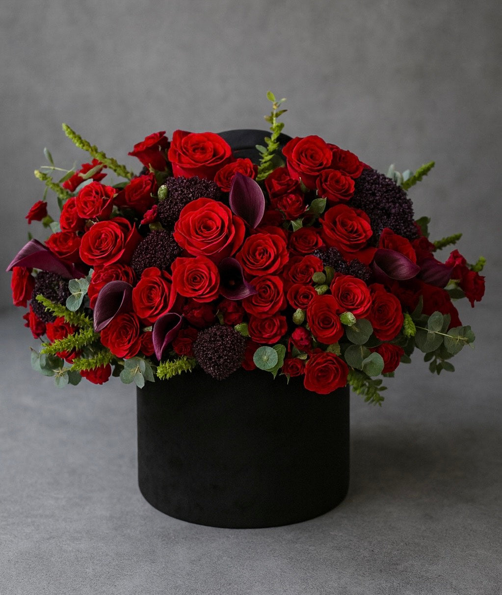 Red Rose Luxury Hat Box Arrangement