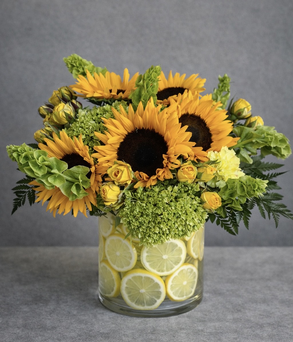 Sunflower & Yellow Rose Vase Arrangement | Flower Delivery Las Vegas