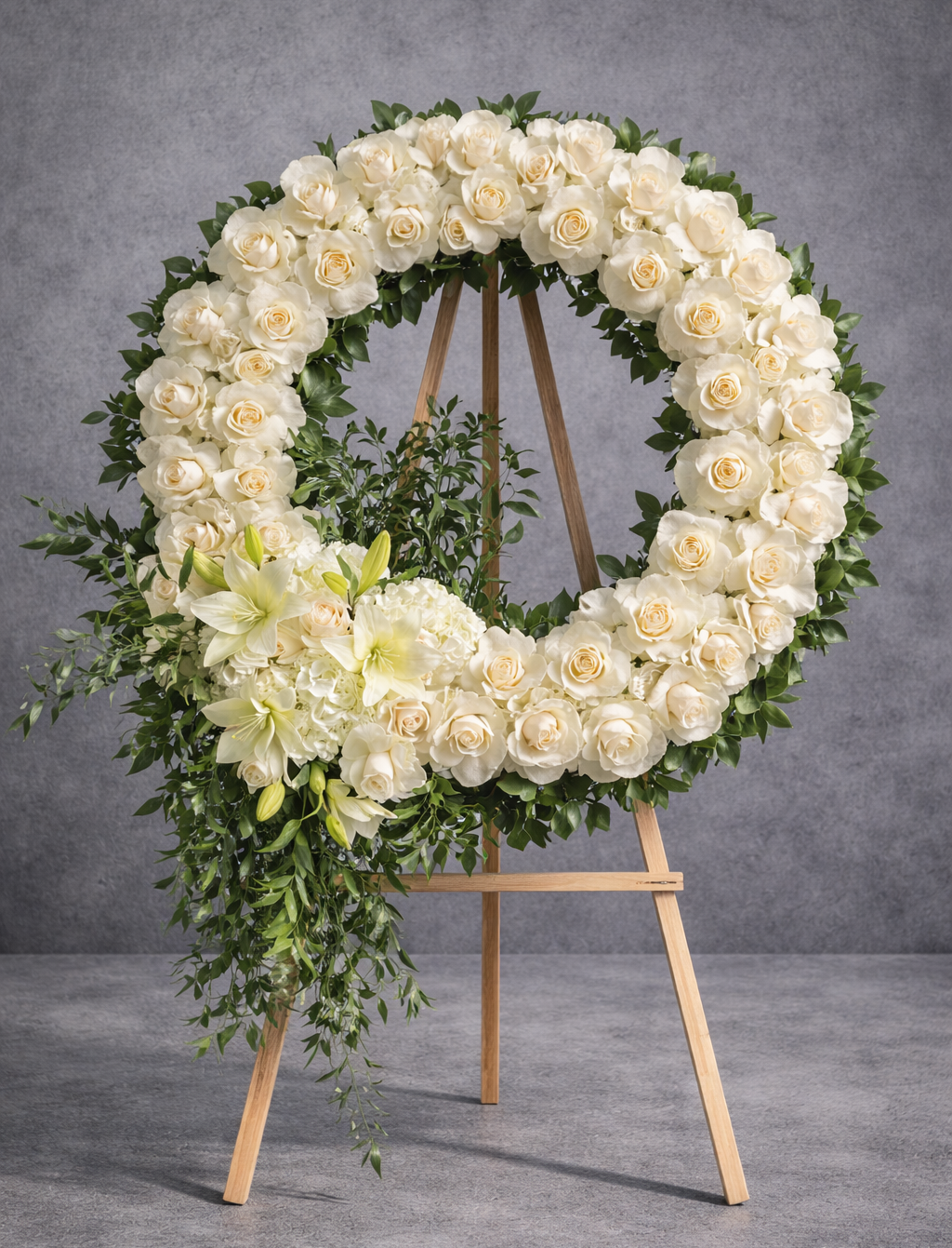 White Rose Sympathy Wreath | Funeral Flower Delivery Las Vegas