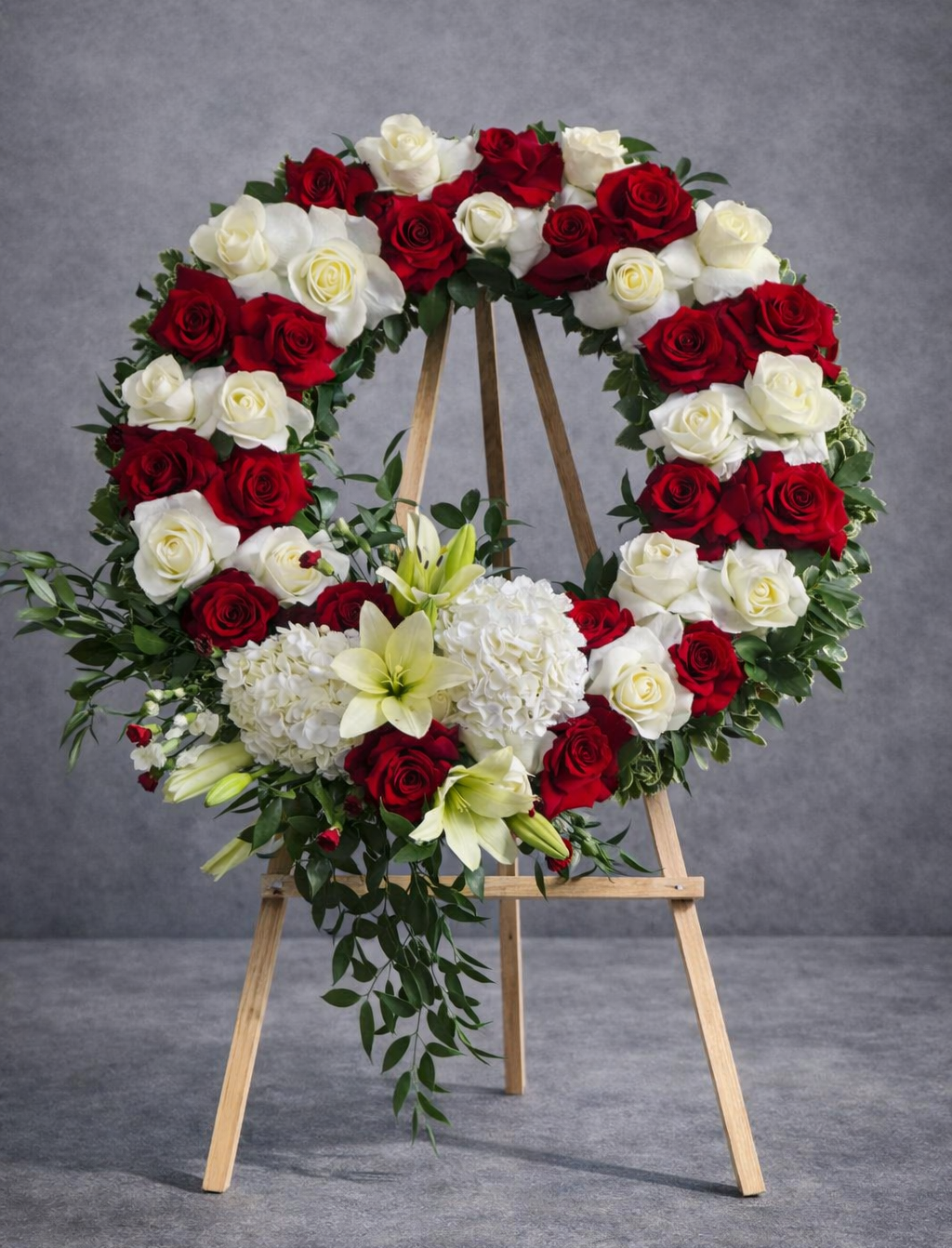 Luxury Sympathy Wreath – Red & White Funeral Flowers Las Vegas
