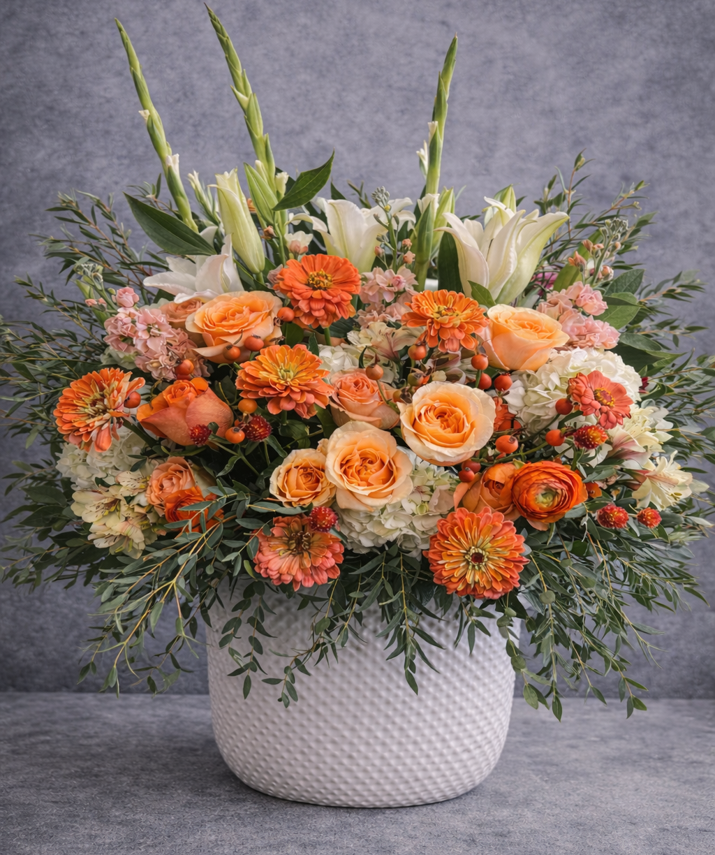 Peach & Orange Garden Flower Arrangement