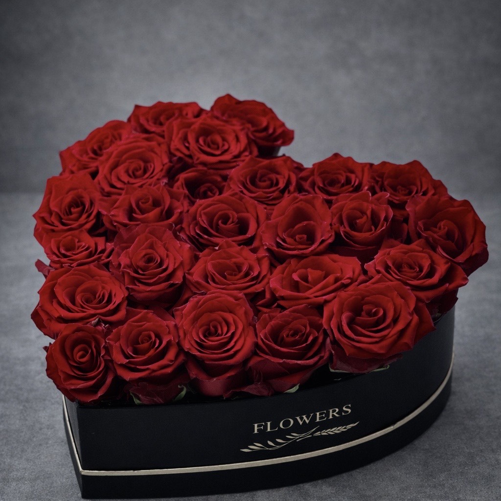 Red Heart Box with Red Roses