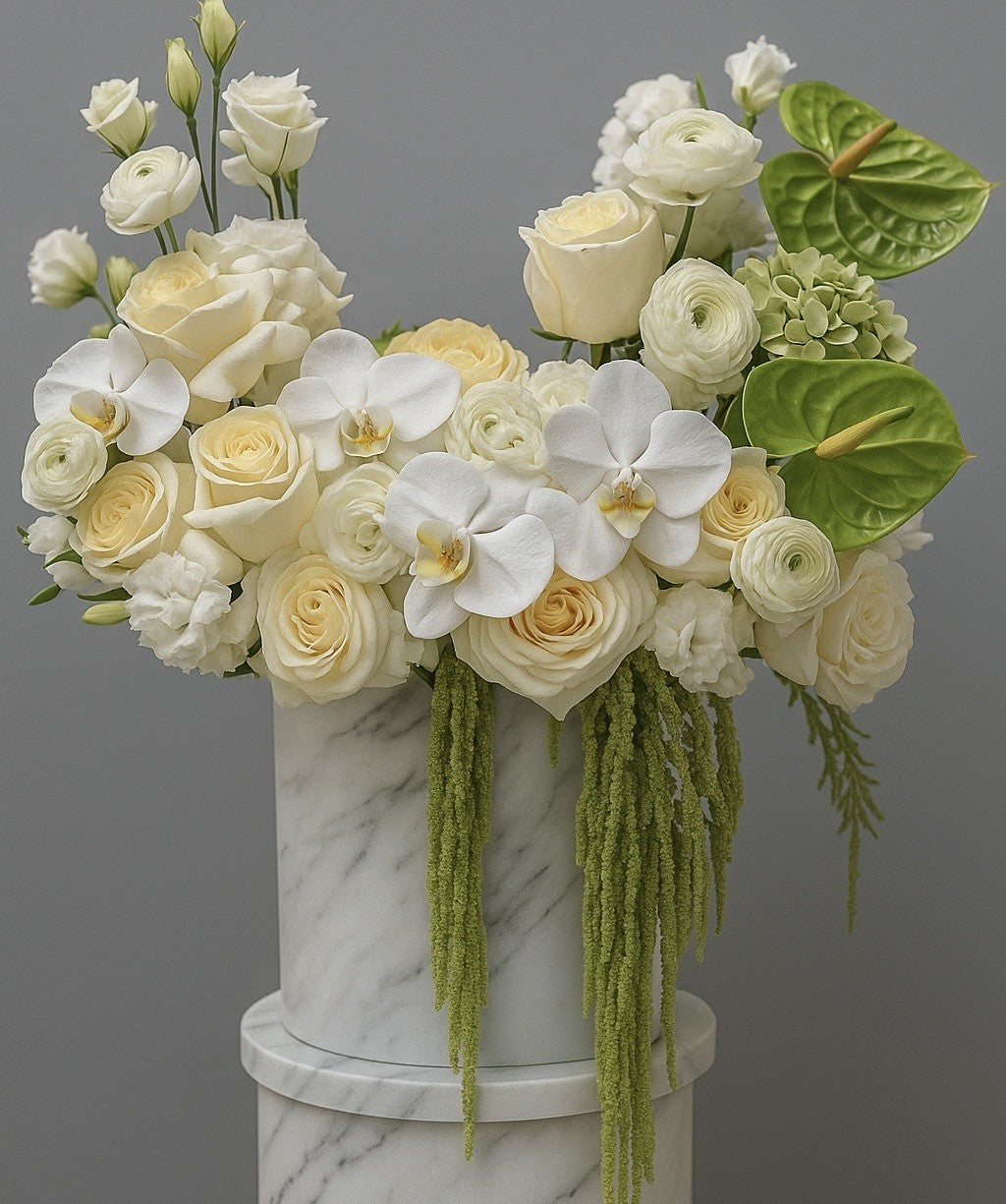 Serenade in White – Luxury Orchid & Rose Arrangement Las Vegas