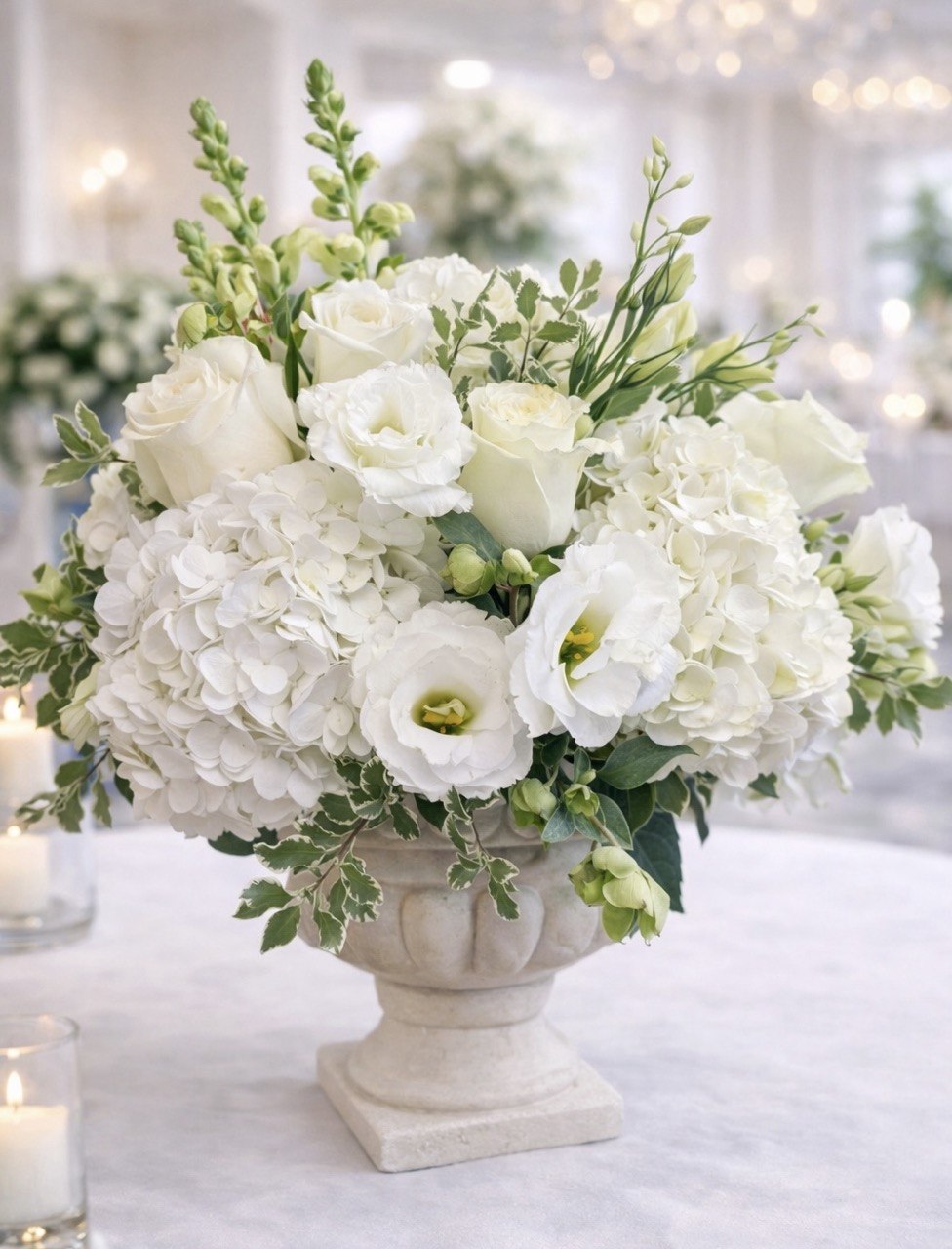 Luxury White Rose & Hydrangea Arrangement