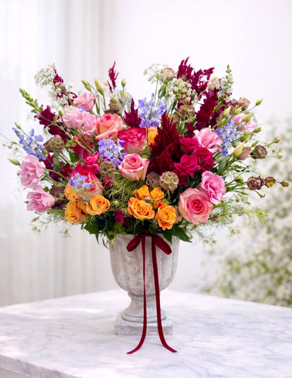 Vibrant Dreams Luxury Flower Arrangement – Roses & Delphinium Las Vegas Delivery
