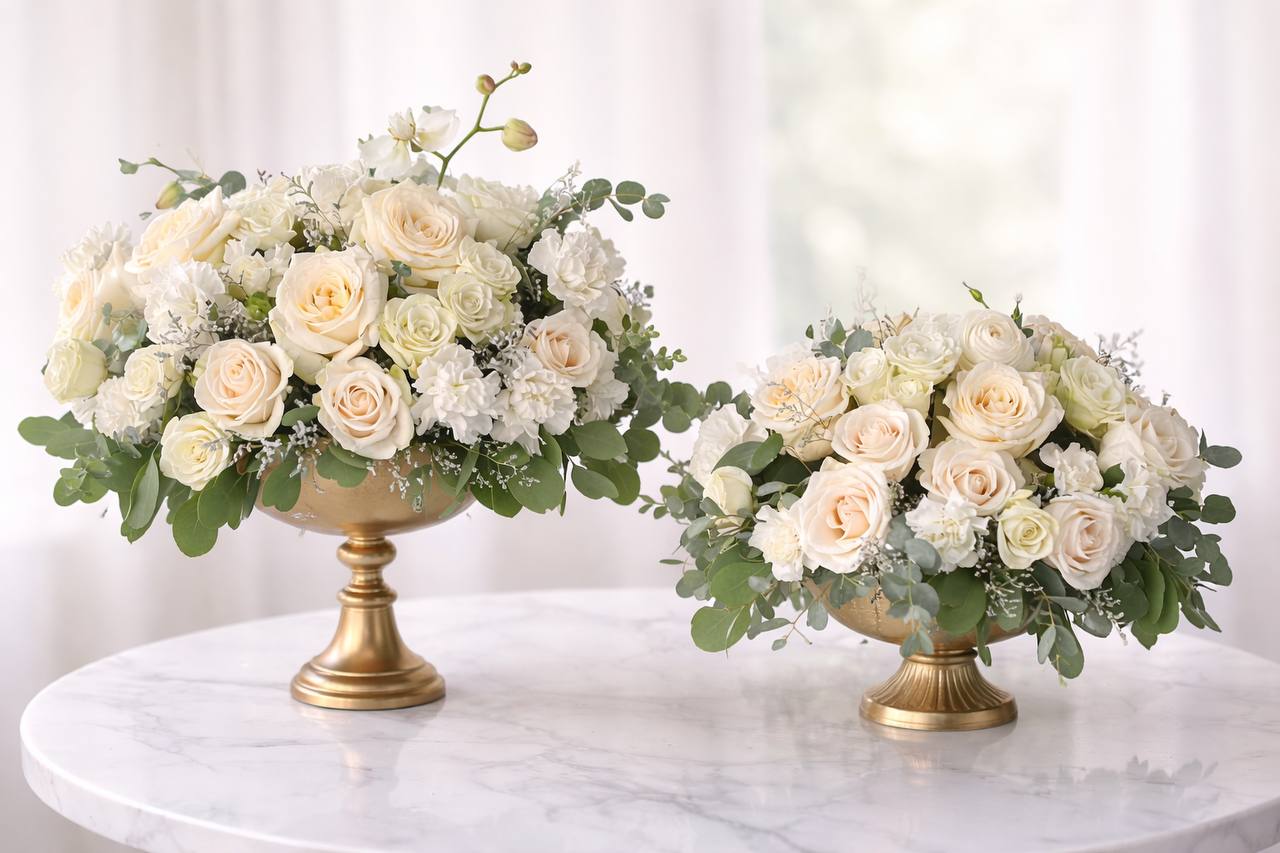 White Rose Centerpiece | Luxury Flower Delivery Las Vegas