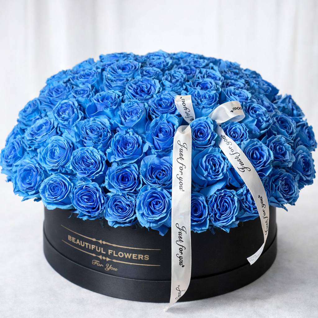 Blue Rose Box Arrangement | Luxury Flower Delivery Las Vegas
