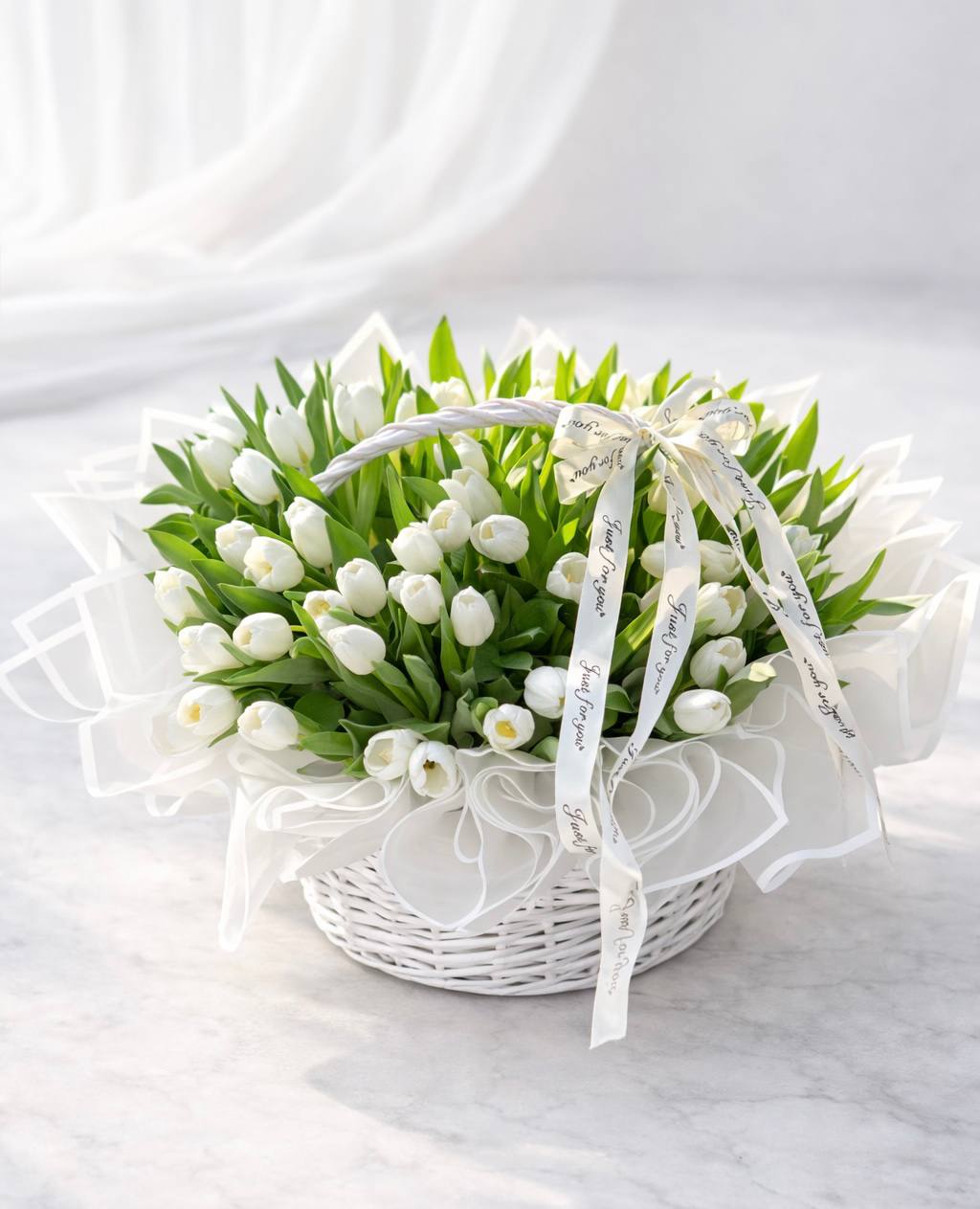 Luxury White Tulip Basket |Flower Delivery Las Vegas