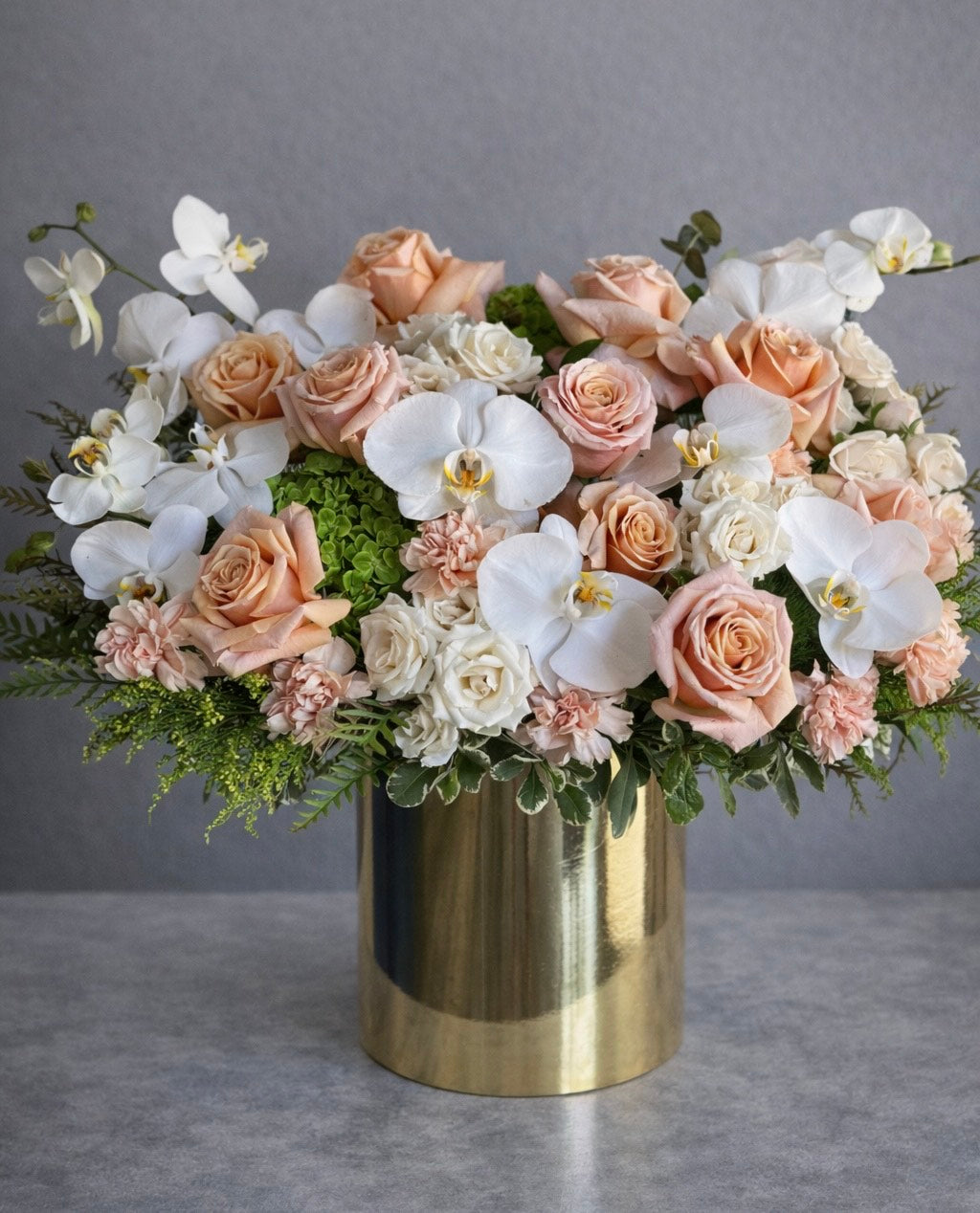 Peach Delight – Luxury Peach Rose & Orchid Arrangement Las Vegas