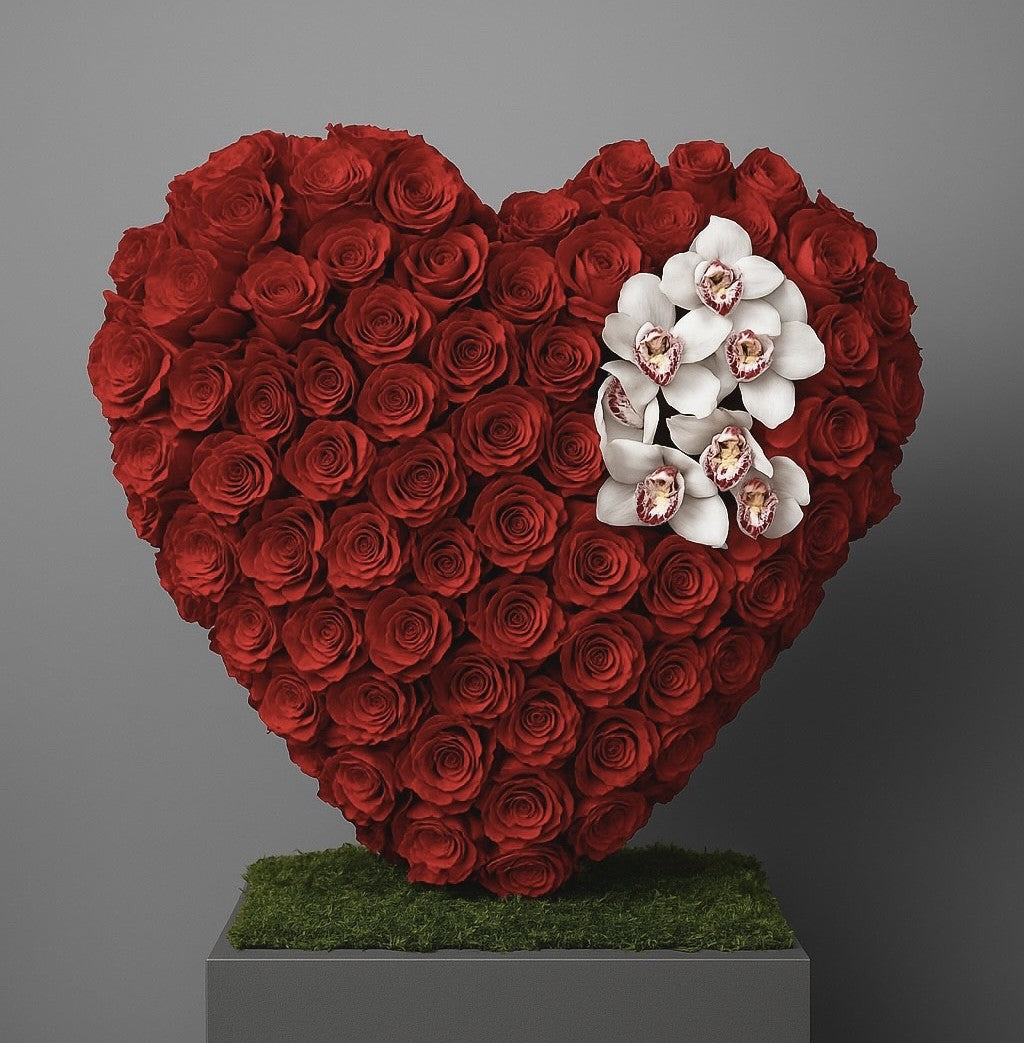 Luxury Red Rose Heart Arrangement
