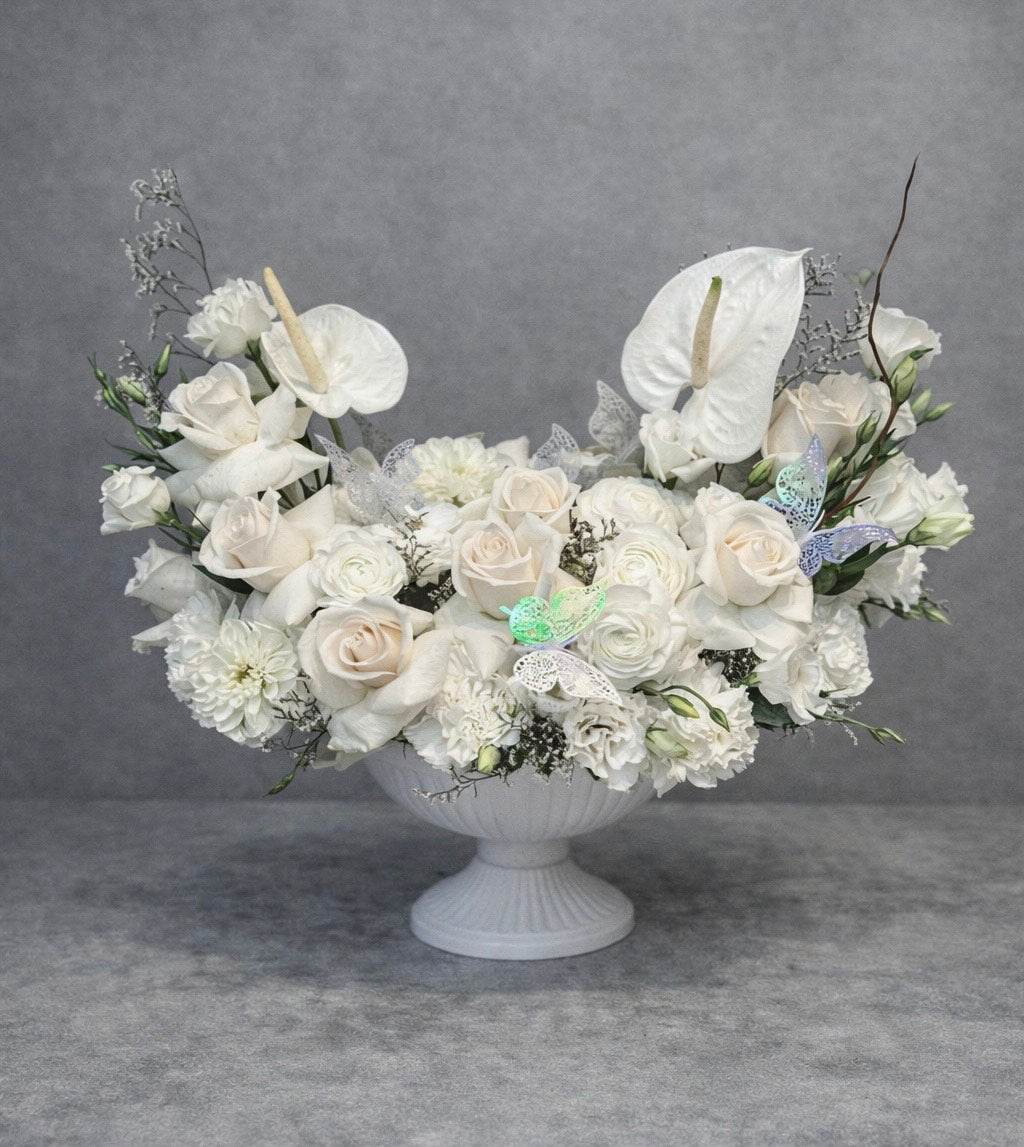 Diamond Butterfly White Rose Arrangement | Flower Delivery Las Vegas