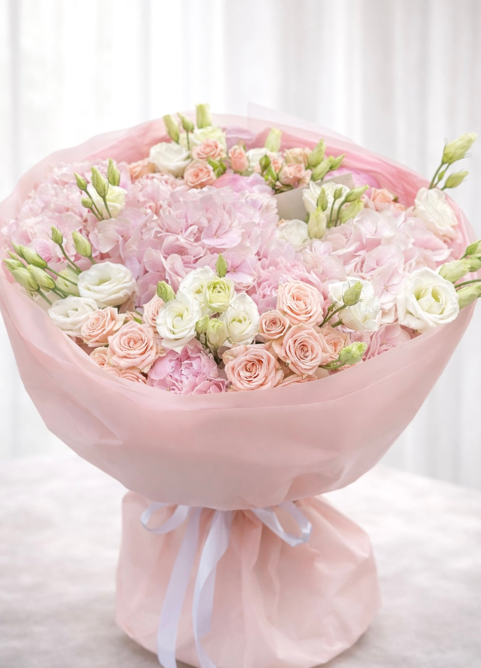 Luxury Pink Garden Rose & Hydrangea Bouquet – Flowers Las Vegas