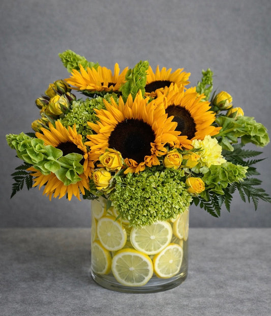 Sunflower & Yellow Rose Vase Arrangement | Flower Delivery Las Vegas