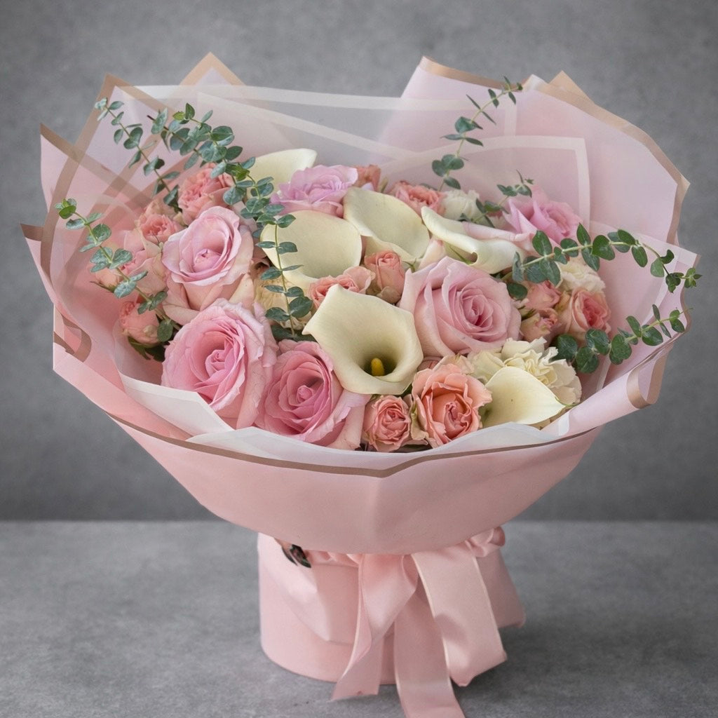 Blush Pink Rose & Calla Lily Bouquet