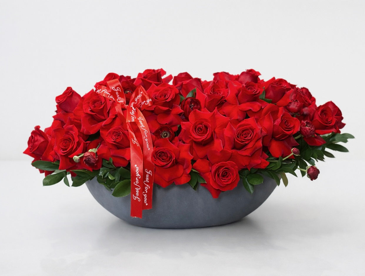 Luxury Red Rose Arrangement in Modern Vase Las Vegas