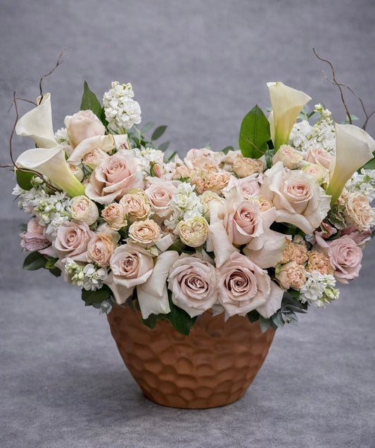 Blush & Ivory Rose Arrangement | Luxury Floral Design Las Vegas