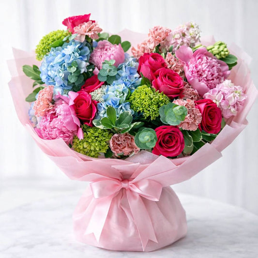 Luxury Pink Peony Rose Hydrangea Bouquet