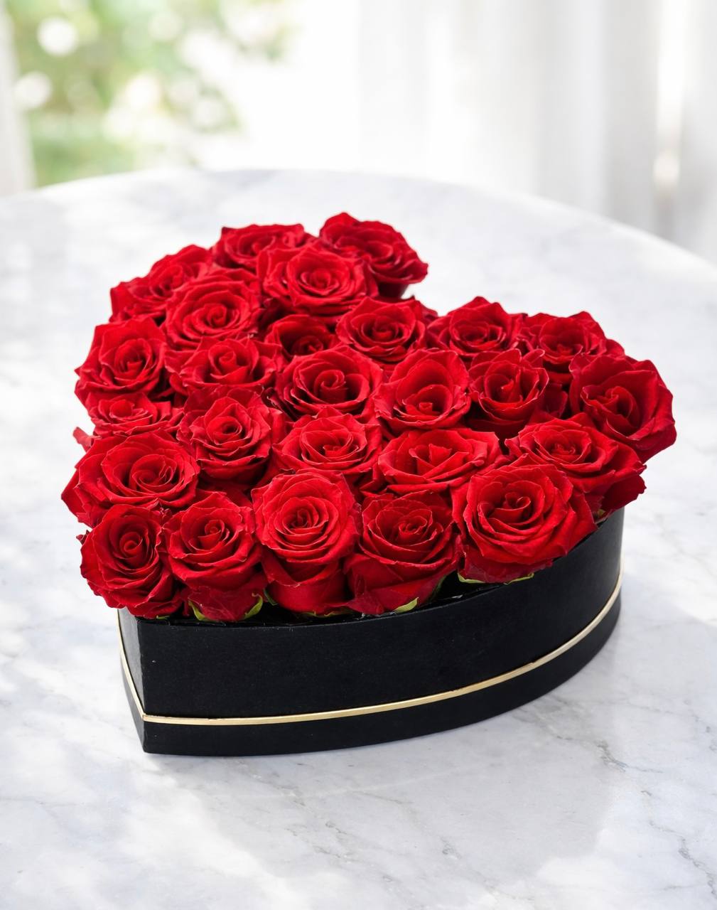 Luxury Red Rose Heart Box – Romantic Red Roses Delivery Las Vegas