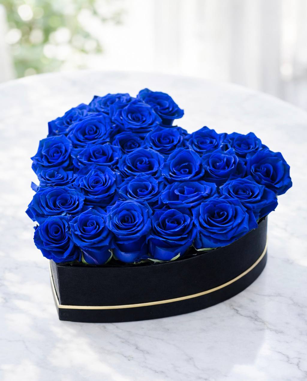 Luxury Blue Rose Heart Box – Premium Blue Roses Delivery Las Vegas