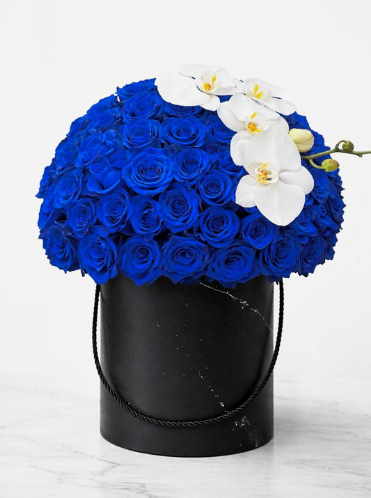 Blue Rose Orchid Box Arrangement | Luxury Flower Delivery Las Vegas
