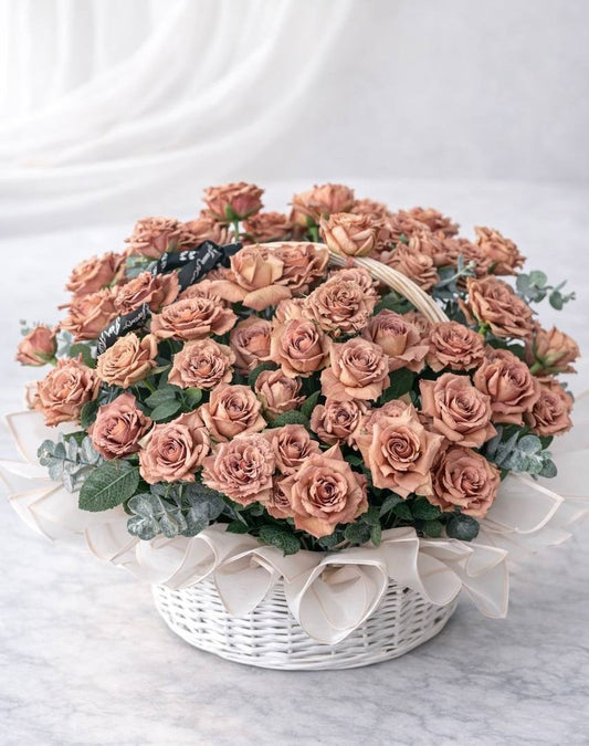 Cappuccino Rose Basket Arrangement | Luxury Flower Delivery Las Vegas
