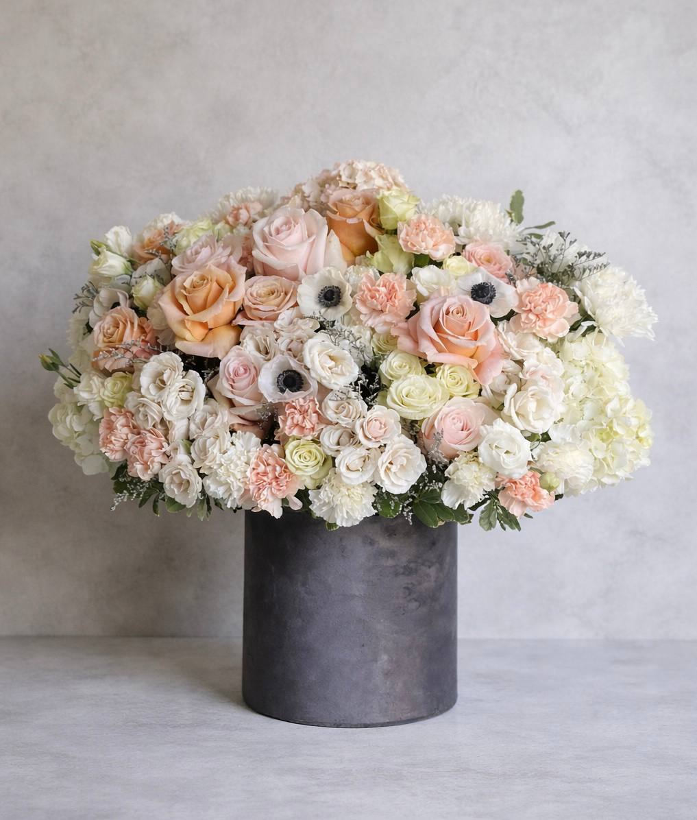 Luxury Peach & Cream Flower Box | Peach Elegance Hatbox – Las Vegas
