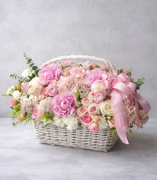 Luxury Pink Peony & Rose Basket – Flower Delivery Las Vegas