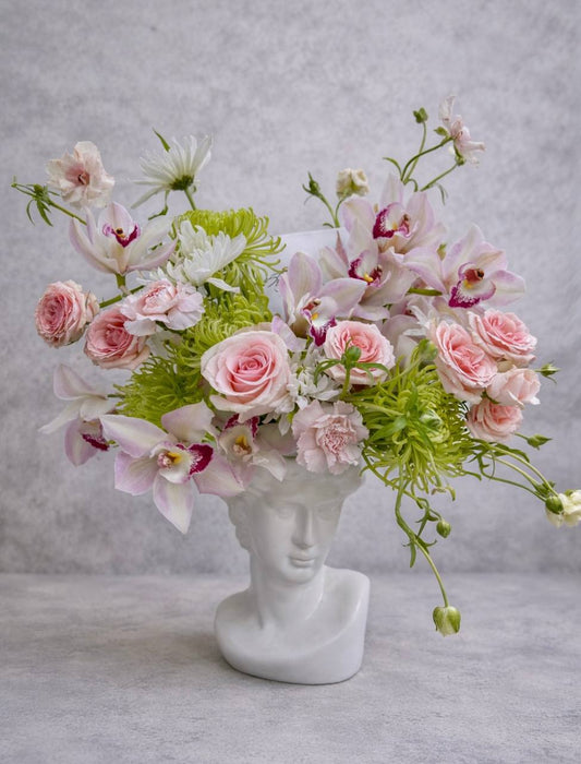 Orchid & Rose Sculpture Vase Arrangement | Luxury Flowers Las Vegas
