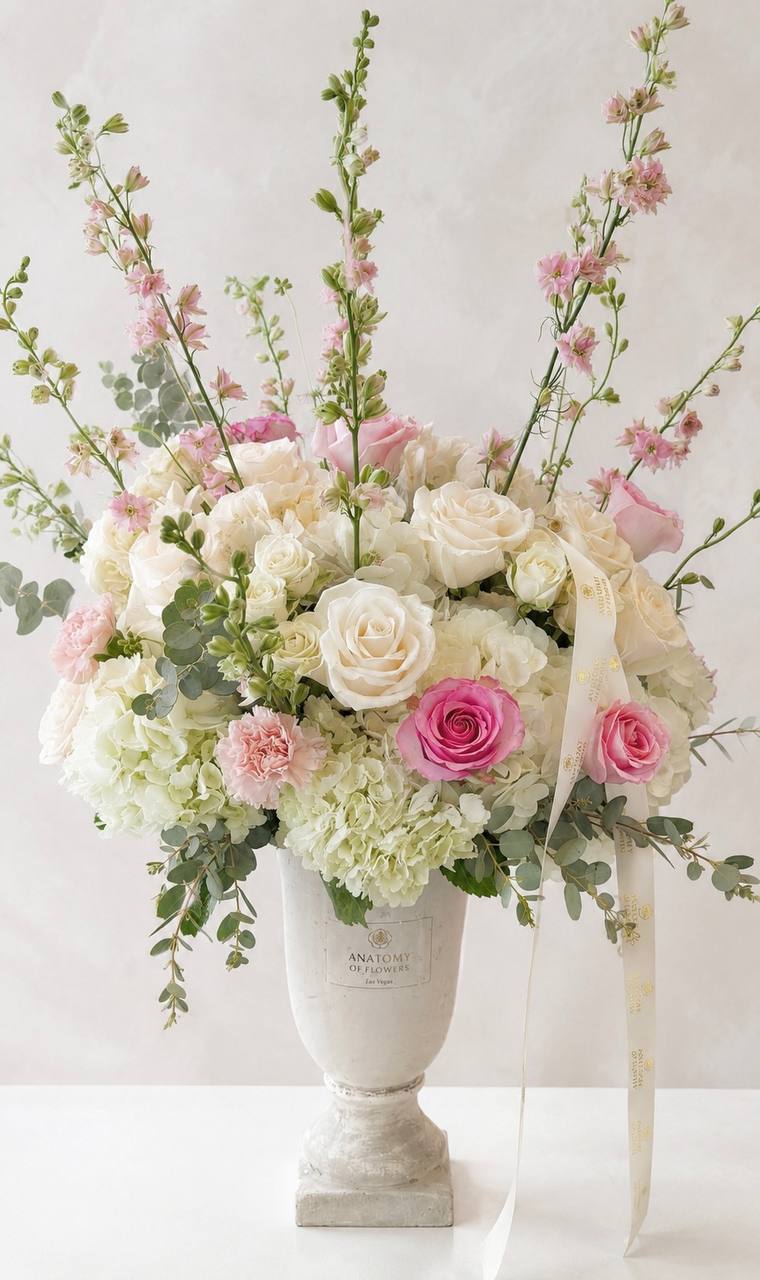 French Garden Rose Urn Arrangement | Flower Delivery Las Vegas