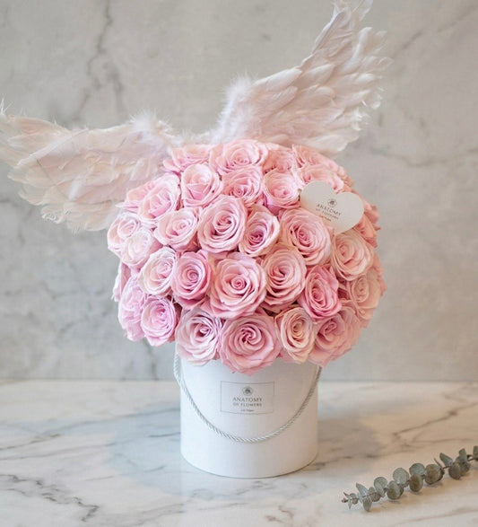 Luxury Pink Rose Box with Angel Wings
