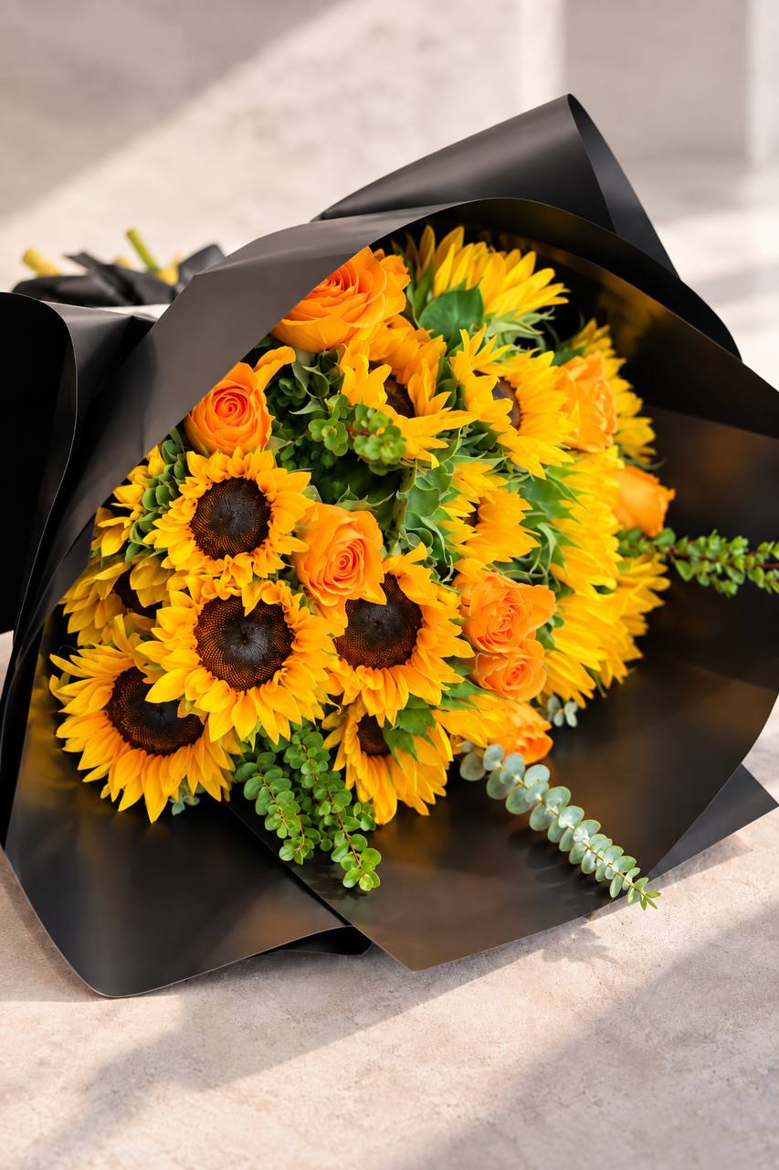 Sunflower & Yellow Rose Bouquet